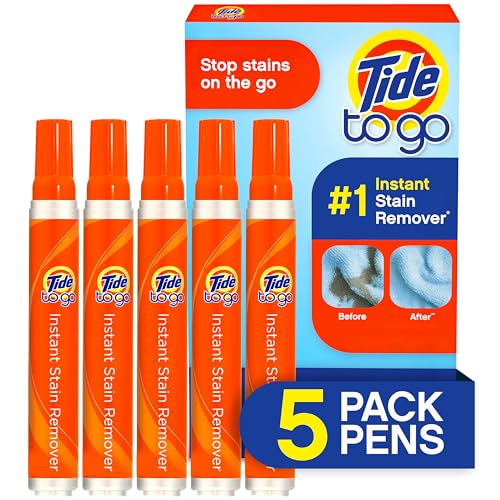 Tide Stain Remover for Clothes, Tide To Go Pen, Instant Stain & Spot Remover for Clothes, Travel & Pocket Size, 5 Count (Pack of 1)