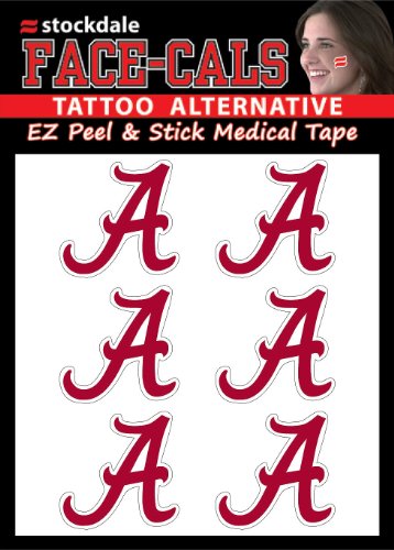 Wincraft NCAA Alabama Crimson Tide Face Tattoos, Team Colors, One Size