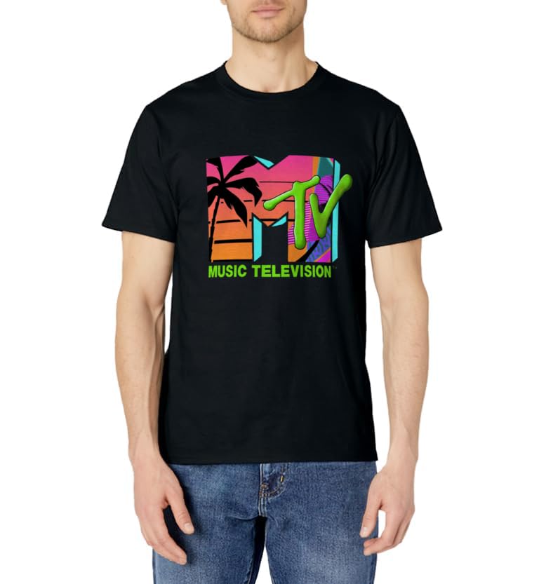 Mademark x MTV - The official MTV Logo with retro palms in paradise T-Shirt