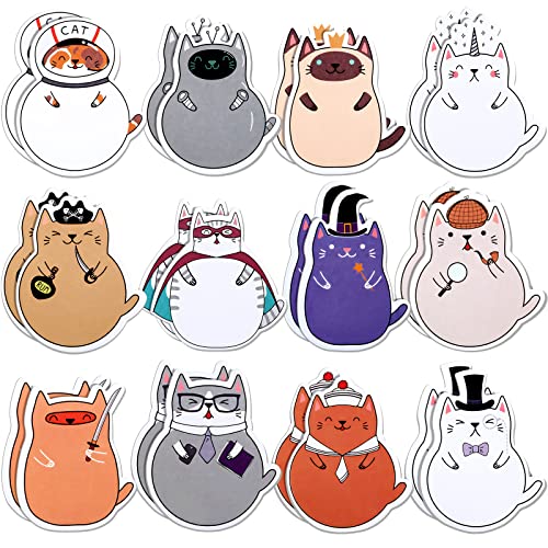 24 Pads Cat Sticky Notes Funny Cat Note Pads Self-Stick Cartoon Sticky Note Pad Cute Theme Cat with Big Belly Memo Notes Stationery for Cat Lovers Office School Supplies Students (Big Belly Style)