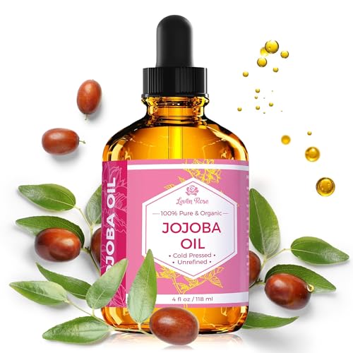 Jojoba Oil by Leven Rose, Pure Cold Pressed Natural Unrefined Moisturizer for Skin Hair and Nails 4 oz