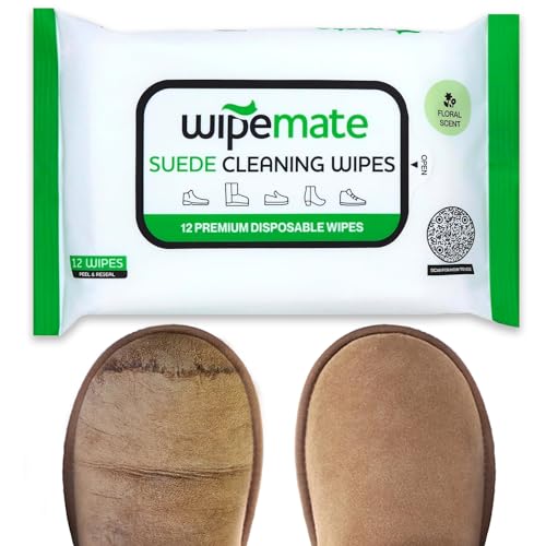 WIPEMATE Premium Suede Cleaner Wipes, Quick Wipes for Home or Travel, Removes Dirt, Grime & Stains, Cleaning Wipes for Suede Shoes, Boots, Bags, Etc. – 12 Count