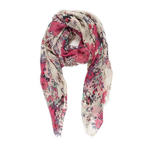 MELIFLUOS DESIGNED IN SPAIN Scarf for Women Lightweight Floral Flower Scarves for Spring Summer Fall Shawl Wrap (P077-3)