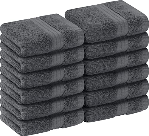 Utopia Towels 12 Pack Premium Wash Cloths Set (12 x 12 Inches) 100% Cotton Ring Spun, Highly Absorbent and Soft Feel Washcloths for Bathroom, Spa, Gym, and Face Towel (Grey)