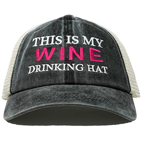 Funky Junque Cotton Mesh Hat - This is My Drinking Hat - Wine