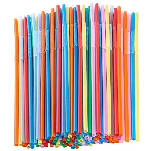 200 Pcs Disposable Drinking Straws, Colorful Long Flexible Bendy Straws (0.23'' diameter and 10.2' long)