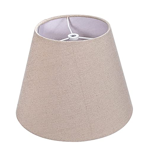 ALUCSET Small Lamp Shade, Barrel Fabric Lampshade for Table Lamp & Floor Light, 6 inch Top Diameter x 10 inch Bottom x Diameter 7.5 inch Height, Natural Linen Hand Crafted, Spider (Brown)