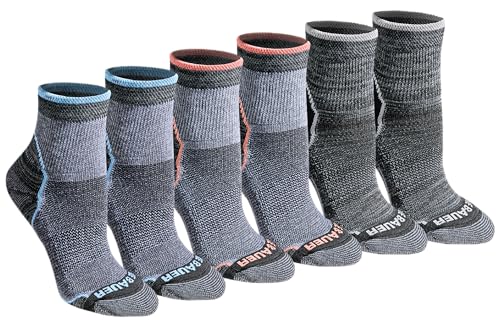Eddie Bauer Women's Dura Dri Moisture Control Quarter Socks, Charcoal Assorted FR (6 Pairs), Medium