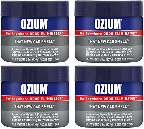 Ozium 4.5 Ounce 4 Pack Odor Eliminating Gel for Homes, Cars, Offices and More, New Car Smell