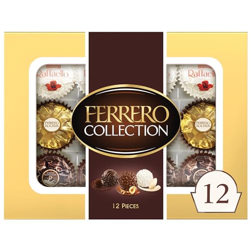 Ferrero Collection, 12 Count, Premium Gourmet Assorted Hazelnut Milk Chocolate, Dark Chocolate and Coconut, Mother's Day Gift, 4.6 oz