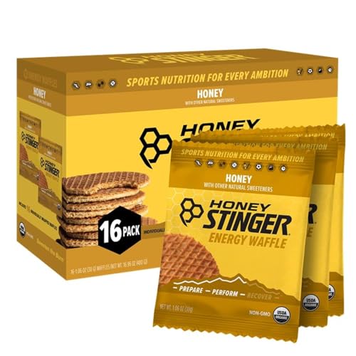 Honey Stinger Organic Honey Waffle | Energy Stroopwafel for Exercise, Endurance and Performance | Sports Nutrition for Home & Gym, Pre & During Workout | Box of 16 Waffles, 16.96 Ounce (Pack of 16)