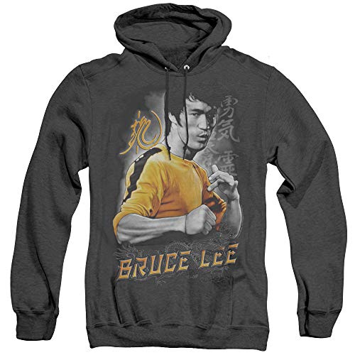 Trevco Bruce Lee Yellow Dragon Unisex Adult Pull-over Heather Hoodie, X-Large