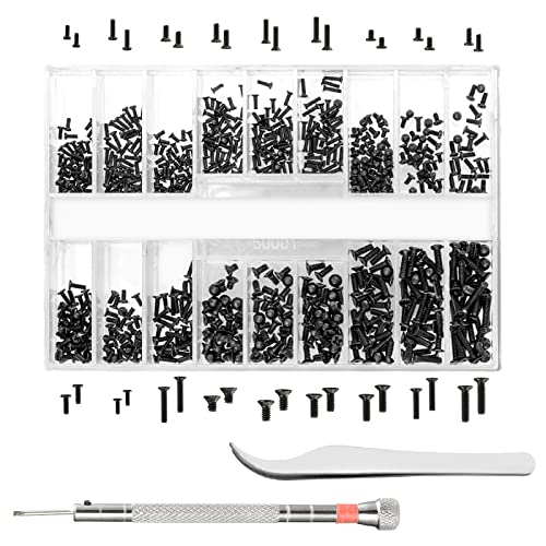 630 Pcs Tiny Micro Repair Screw Kit Eyeglass Sunglass Repair Kit with Screwdriver for Repair Spectacles, Watch, Jewelry