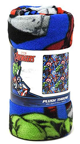 Marvel Avengers Fleece Throw Blanket - Fun Superhero Fleece Throw Blanket for Girls & Boys, Soft & Cozy Plush Lightweight Fabric Bed Cover, Cool Bedroom Decor, Kids Throw Blanket - Size 45”x 60”