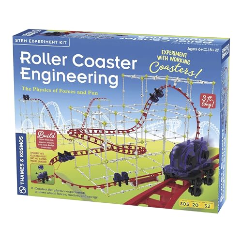 Thames & Kosmos Roller Coaster Engineering STEM Kit | Design, Build, Experiment w/ Working Roller Coaster Models | Explore Physics, Forces, Motion, Energy, Velocity & More | Solve Building Challenges