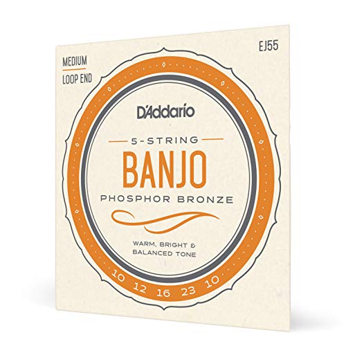 D'Addario EJ55 Banjo Strings 5 String Set - Banjo Strings Set - Phosphor Bronze, Medium, 10-23