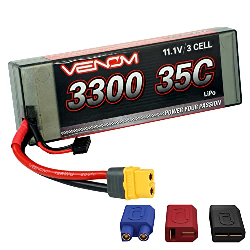 Venom Drive Series 35C 3S - 3300mAh 11.1V LiPo RC Battery - Universal 2.0 Plug, Lithium Polymer 3 Cell - Soft Silicone Connector & Compatible w/ XT60, Traxxas, Deans, EC3, 2WD, 4WD, Truck & Buggies