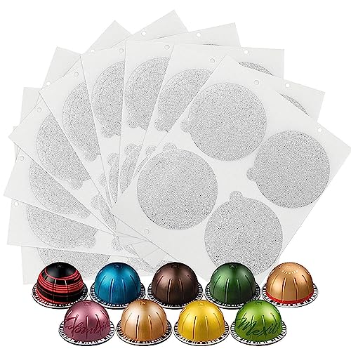 Clinuse Aluminum Foils Lids Seals to Reuse Nespresso Capsules Coffee Pods, Compatible with Nespresso Vertuoline Vertuo, 100Pcs Reuse Coffee Pods Cover Seals (61mm, Grey)