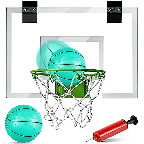 ropoda Glow in The Dark Mini Basketball Hoop - Over The Door Indoor Basketball Backboard for Teens and Adults With Ball and Pump