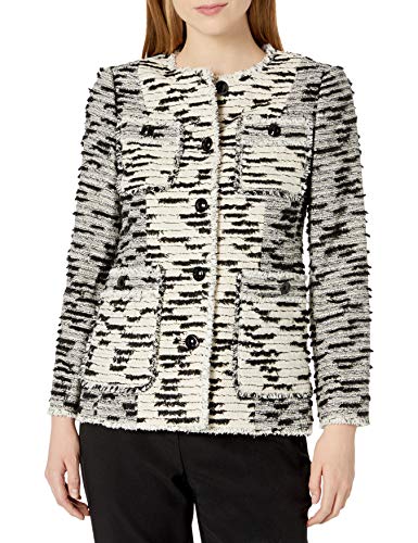 Rebecca Taylor Women's Patched Tweed Jacket, Cream Combo, 6