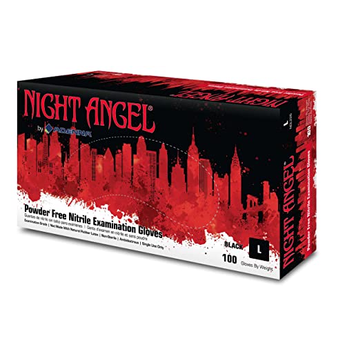 Adenna NGL226 Night Angel Nitrile PF Exam Gloves, Large, 100 Count (Pack of 10)