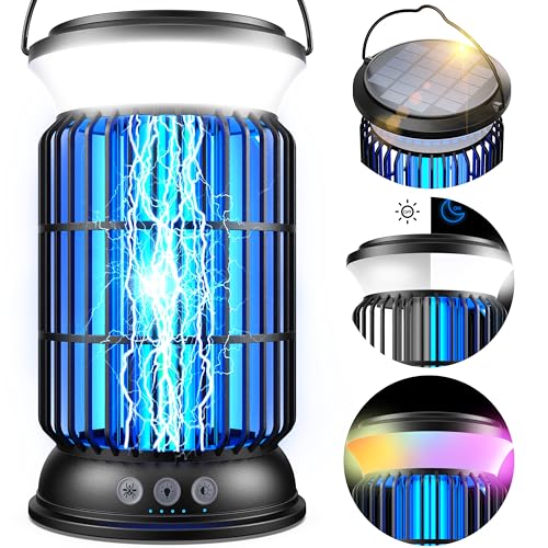 Sayneep Solar Bug Zapper Outdoor, 4 in 1 Mosquito Zapper, Portable & Rechargeable Bug Zapper Outdoor, Cordless Fly Zapper with 4000mAh Battery, 4200V Insect Zapper for Outdoor, Patio, Porch, Kitchen