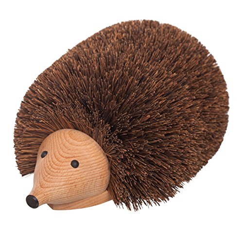 Redecker Bassine Fiber Shoe Cleaning Hedgehog, 11-3/4 inches, Sturdy Beechwood Base, Durable Natural Bristles, Decorative Design, Made in Germany