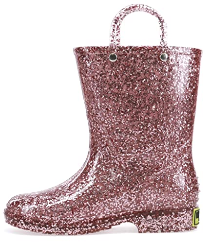 Western Chief Girl's Glitter Waterproof Rain Boot, Rose Gold, 13 Little Kid
