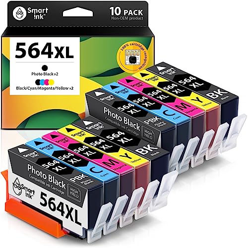 Smart Ink Compatible Ink Cartridge Replacement for HP 564 XL 564XL High Yield 10 Combo Pack (2 Black, 2PBK & 2 C/M/Y) for Photosmart 6525 6520 7520 5520 7510 5510 7525 DeskJet 3520 3522 OfficeJet 4620