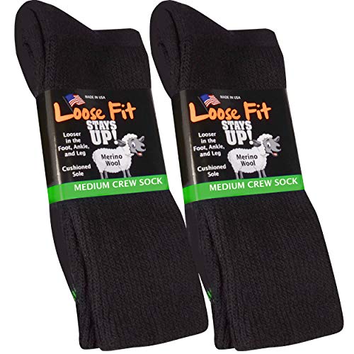 Loose Fit Stays Up Solid Merino Wool Men's and Women's Sock 2 Pack