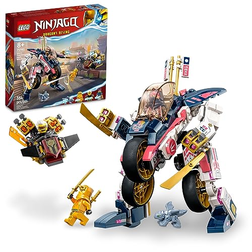 LEGO NINJAGO Sora’s Transforming Mech Bike Racer Building Toys for Kids, Featuring a Mech Ninja Bike Racer, a Baby Dragon and 3 Minifigures, Gift for Kids Aged 8+, 71792