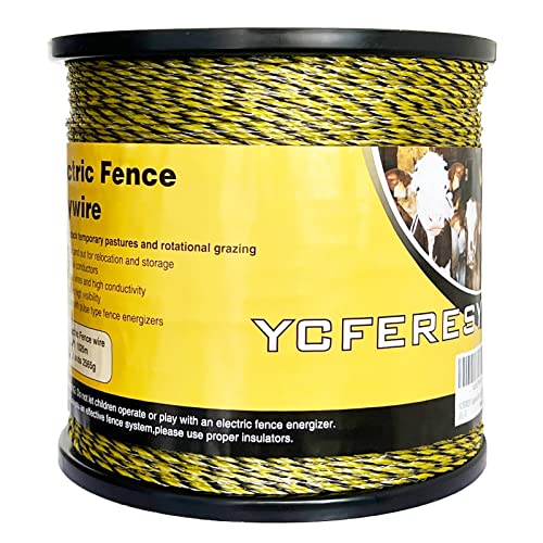 YCFERESY Upgraded Electric Fence Polywire 3366 Feet 1026 Meters, 6 Stainless Steel Strands for Reliable Conductivity and Rust Resistance, Portable Electric Fencing,UV, Rust Resistant