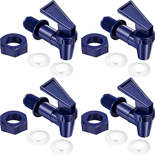 Replacement Cooler Faucet Water Bottle Jug, Dispenser Tap Set, Reusable Spigot Spout Water Beverage Lever Pour Dispenser Valve Water Crock Tap (Deep Blue,4 Sets)