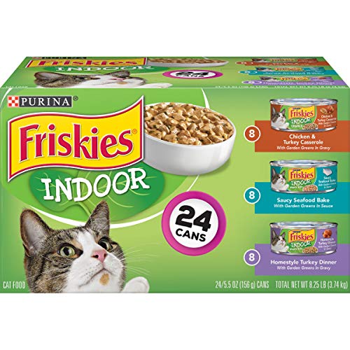 Purina Friskies Indoor Wet Cat Food Variety Pack, Indoor - (Pack of 24) 5.5 oz. Cans