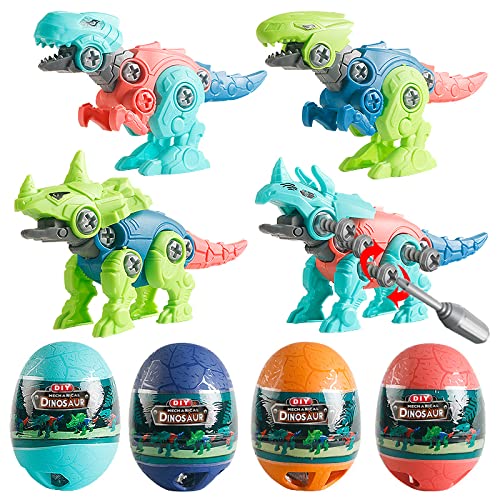 BEIGUO 4 Pack Jumbo Dinosaur Eggs with Take Apart Dinosaur Toys Building Toys for Kids Boys Girls Easter Basket Stuffers Party Favors Gifts