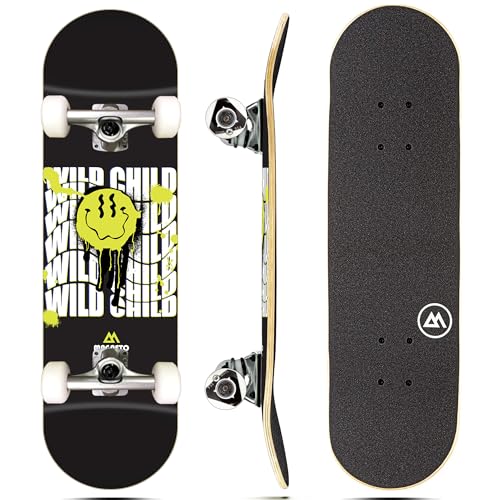 Magneto Complete Skateboard | Maple Wood | ABEC 5 Bearings | Double Kick Concave Deck | Kids Skateboard Cruiser Skateboard | Skateboards for Beginners, Teens & Adults (Free Stickers Included)