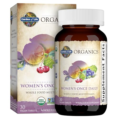 Garden of Life Organics Women's Once Daily Multi - 30 Tablets, Whole Food Multi with Iron, Biotin, Vegan Organic Vitamin for Womens Health, Energy Hair Skin & Nails