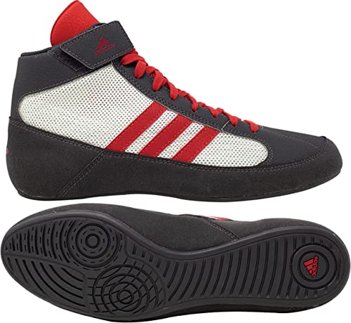 Adidas Men's HVC Wrestling Shoes, Grey/White/Red, 9.5