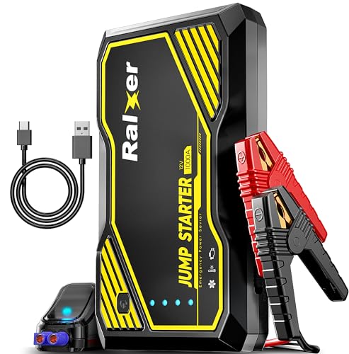 RALXER 1000A Peak Portable Car Jump Starter (Up to 7.0L Gas or 5.5L Diesel Engine), Jump Starter Battery Pack 12V Battery Jump Starters with LED Light