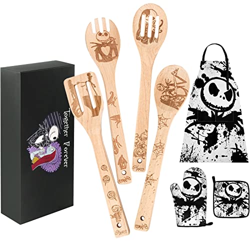 Christmas Gift Kitchen Utensils Set Idea Utensil Wooden Spoons Set House Warming Wedding Present Spoon Set Kitchen Gift Set (The Nightmare Before Christmas)