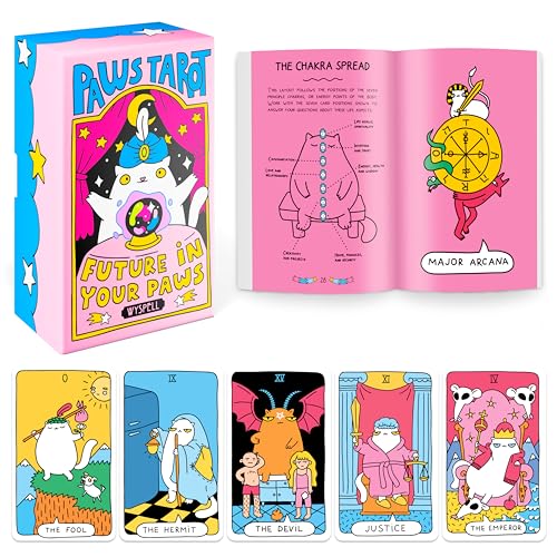 Wyspell Cat Tarot Cards: A 78-Card Cat Tarot Deck with Guidebook - Unique Tarot Cards for Cat Lovers and Tarot Enthusiasts - Cute Tarot Cards for Beginners Tarot Deck