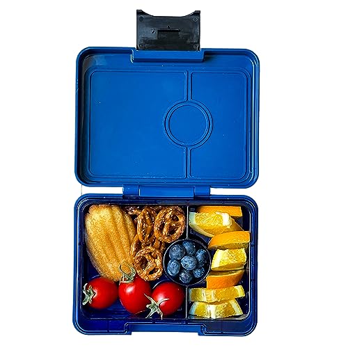 Yumbox Snack Box - 3 Compartment - Leakproof Bento Lunch Box for Kids (Monte Carlo Navy with Clear Blue Tray)