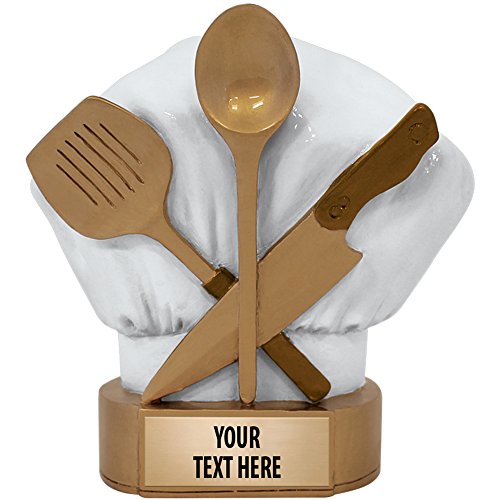 5 1/4' Chef Sculpture, Chef Cooking Sculptures with Customized Text Bronze