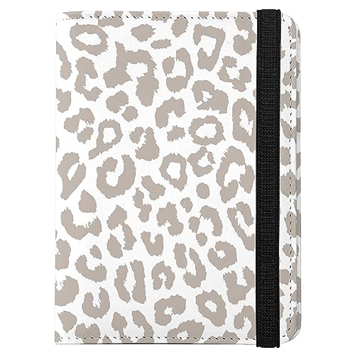 GABraden Cute Passport Holder and Holder Combo Passport Cover with RFID Blocking Women Men Compatible Wallet Credit Card Protector(Grey Leopard Cheetah Pattern)