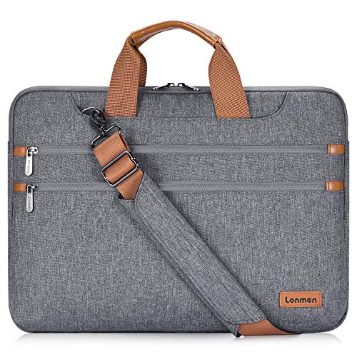 LONMEN 15.6 Inch Laptop Shoulder Bag,Computer Sleeve Carrying Case for Lenovo 15.6' Ideapad 330/15.6' HP EliteBook 850 G3 / Dell New Latitude 3590 Chromebook Ultrabook (Gray)