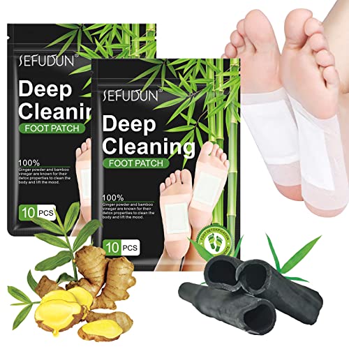 20PCS Foot Pads, Deep Cleaning Foot Stickers, Natural Bamboo Vinegar Ginger Powder Foot Pads, Used to Relieving Stress, Improving Sleep, Relaxation and Relieving Pain (20PCSc)
