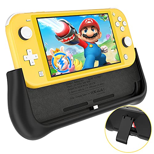 NEWDERY Battery Charger Case for Nintendo Switch Lite 5.5', Support PD & QC 3.0 Fast Charging, Built-in 10400mAh Portable Backup Charger Station, Battery Charger Pack with Kickstand & Game Card Slot