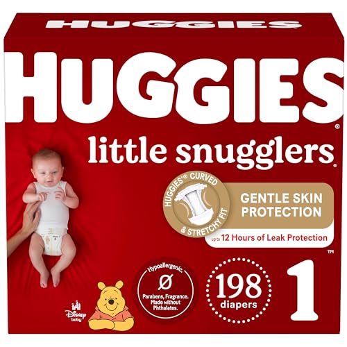 Huggies Size 1 Diapers, Little Snugglers Diapers, Size 1 (8-14 lbs), 198 Ct (6 packs of 33)