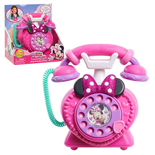 Just Play Disney Junior Minnie Mouse Ring Me Rotary Phone with Lights and Sounds, Pretend Play Phone for Kids