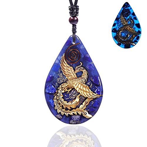 Lapis Lazuli With Phoenix Necklace Glow In The Dark Pendant Orgone Pendant Bird Jewelry Orgone Energy Necklace For Mother's Day (9)